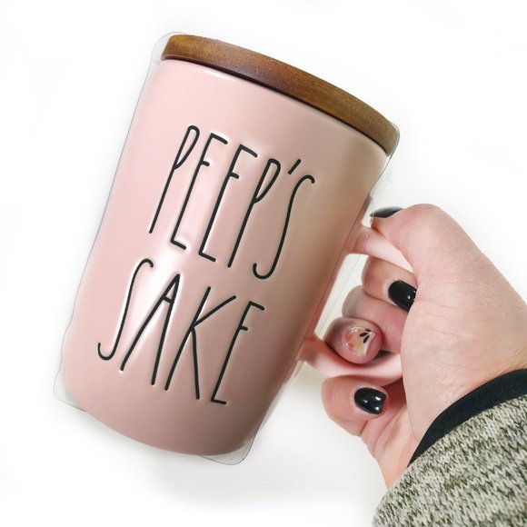 Rae Dunn Pink PEEP'S SAKE LL Mug w/ Wood Topper - Picture 3 of 10